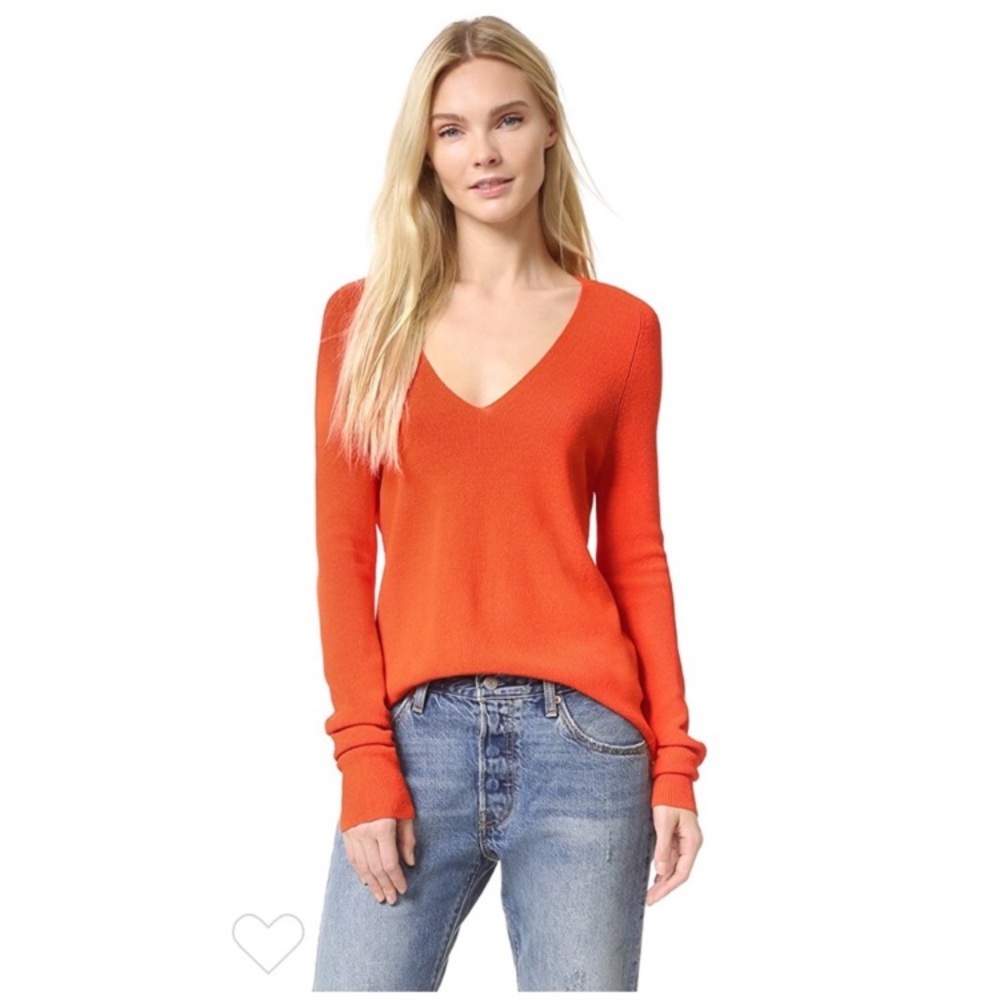 A.L.C. Women's Sweater | V Neck | Orange | Relaxed Fit | Size S